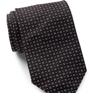 NWT Hugo Boss Geometric Silk Tie Black & Purple